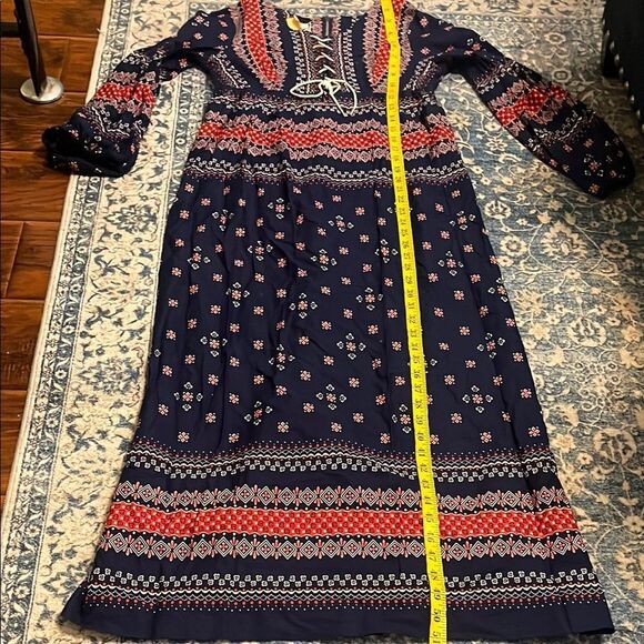 Vintage Juniors Of San Francisco Bohemian Front Lace Design Print Dress - Picture 13 of 14